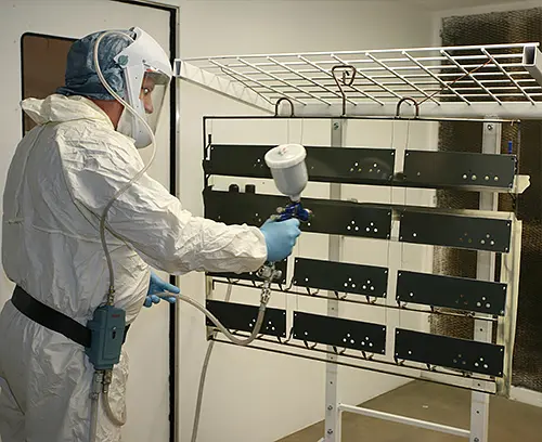 In-house wet spray booth for special paint finishes